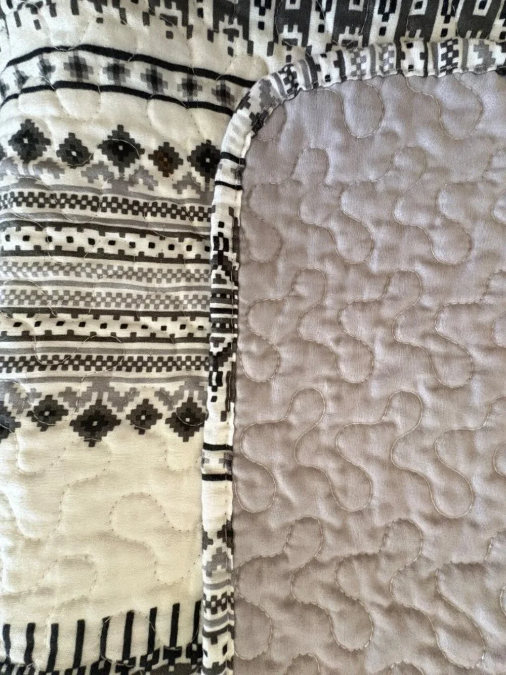 Quilt Boho Southwestern Geometric Tribal Aztec Style Solid Gray Back Full/Queen